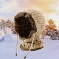 thumbnail image 4 of Gorro de punto y bufanda Perfecl Forrados de Vellón para invierno Caqui, 4 of 7