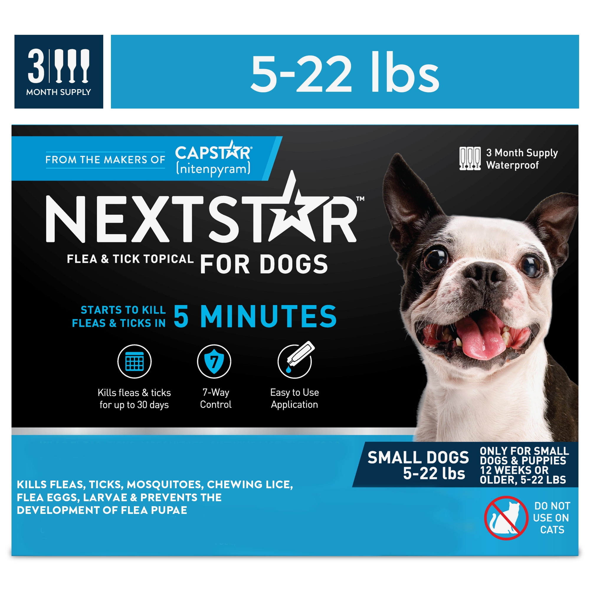 NextStar Fast Acting Flea Tick Topical Prevention for Small Dogs 5 22 lbs 3 Month Supply Walmart