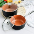 thumbnail image 6 of MICHELANGELO Nonstick 1Qt & 2Qt Copper Sauce Pan Set with Lid, Small Pot with Lid, Ceramic Nonstick Saucepan Set, Small Sauce Pots, 6 of 8