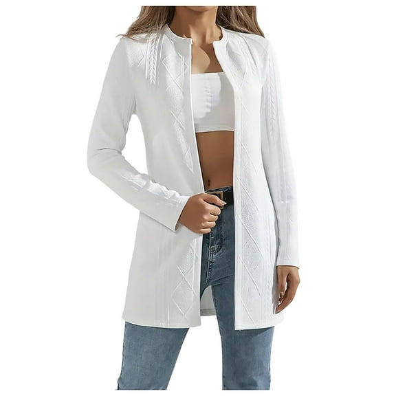 Ediodpoh Fashion Cardigan Long Sleeve Coat and Stylish Long Cardigan Sweaters for Women White L