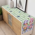 thumbnail image 4 of Blue Purple Gnomes Table Runner - 60 Inch Long, Kitchen Dining Table Runner Dresser Scarves, Spring Hydrangea Flower Leaf Green Plaid Farmhouse Decor for Coffee Tables Wedding Party Banquet, 4 of 8