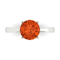 2 ct Round Cut Simulated Red Diamond Solitaire 18K White Gold Womens Engagement Ring