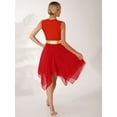thumbnail image 2 of Oyolan Womens Lyrical Liturgical Praise Dance Dress Gold Color Block Metallic Irregular Worship Red S, 2 of 6