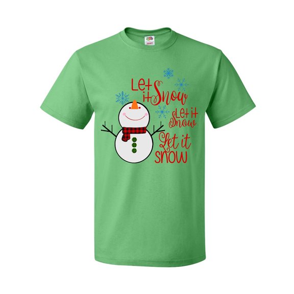 Inktastic Christmas Let it Snow Cute Snow Man with Snowflakes T-Shirt