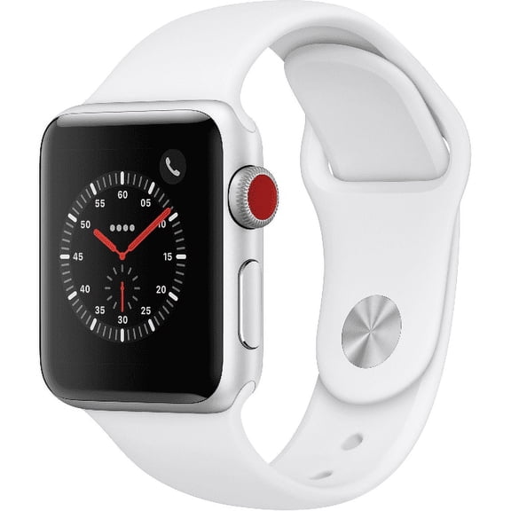 Apple Watch Series 3 (GPS   Cellular, 38mm) Silver Aluminum Case with White Sport Band