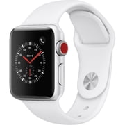 Apple Watch Series 3 (GPS + Cellular, 38mm) Silver Aluminum Case with White Sport Band