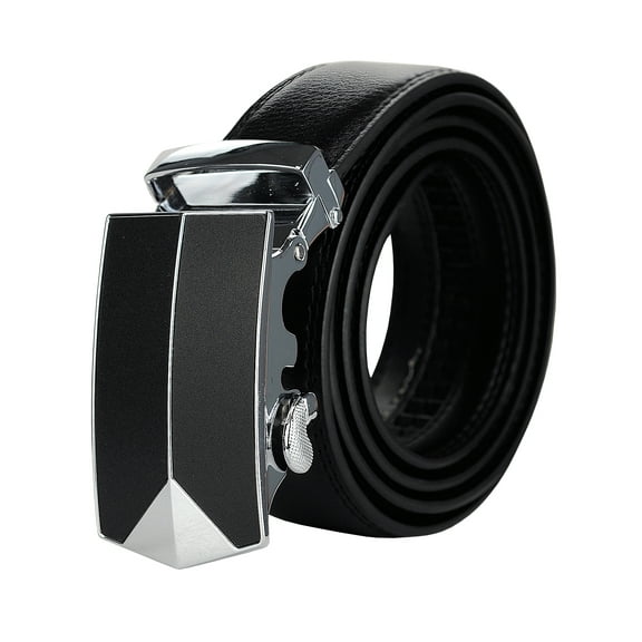 NYFASHION101 Men's Genuine Leather Ratchet Dress Trim to Fit Belt with Automatic Buckle, DH6621, Black, Large
