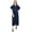 Dark Blue, variant on Bimba Women's Denim Short Sleeve Casual Dress Dark Blue Round Neck Dresses - 4