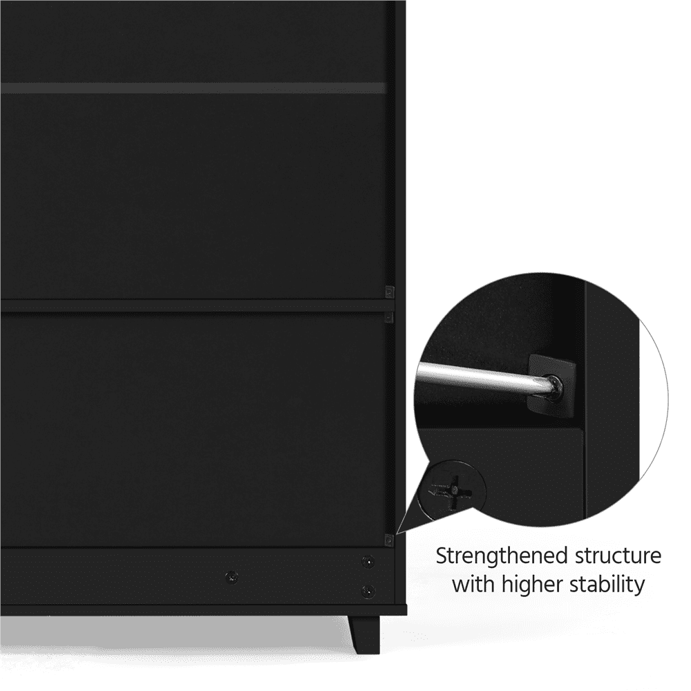 Alden Design 4 Tier Wooden Shoe Storage Cabinet with 1 Drawer for Entryway, Black