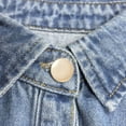 thumbnail image 5 of ClodeEU Women's Fringe Trim Hem Denim Shacket,Oversized Long Sleeve Button Down Jean Shirt Jacket ,Women's Plus L, 5 of 5