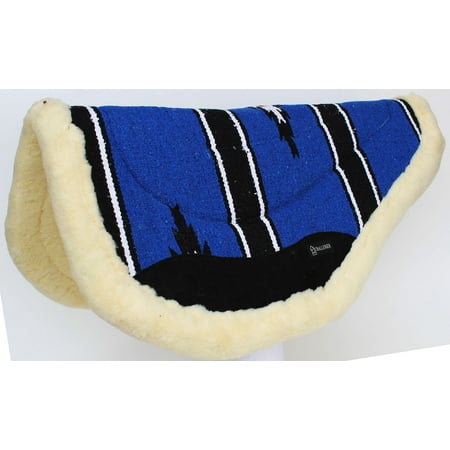 New Fur Felt - Cotton Western Horse SADDLE PAD 32x30 Round Wool Felt Fur Back Blue Tack 3481