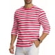 thumbnail image 3 of Ceisia Men's Spring Summer Casual Regular Fit Crew Neck Three-Quarter Sleeve T-Shirt Multi-Color Striped Cotton-Like Jersey Stretch Fabric Red XXXL Gifts, 3 of 6