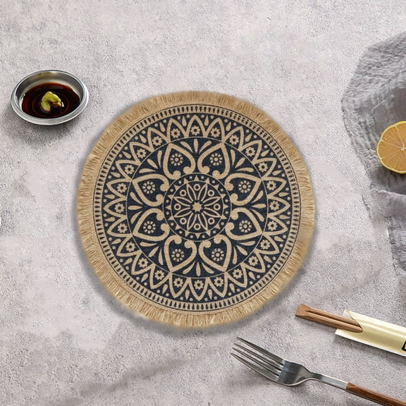 Nilvkv Woven Scandinavian Placemats and Linen Table Insulating Mats Shooting Props Round Jute Decorative Mats, Party Supplies, Home Decor