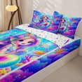 thumbnail image 3 of Homewish Colorful Mermaid Fishtail Zipper Full Size Comforter Sets with Fitted Sheet and 2 Pillowcases,Watercolor Ocean Coral Zipper Bedding Set For Girls,Reversible,4 Pieces, 3 of 7