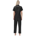 thumbnail image 6 of Usloyux Women's 2 Piece Outfits Short Sleeve Collared Shirt and Pants Matching Lounge Set Solid Casual Tracksuit with Elastic Waist, Black M, 6 of 8