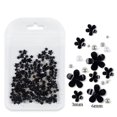 thumbnail image 1 of Bolsa de joyería con flores de cinco pétalos para decoración de uñas Joyería de flores acrílicas blancas y rosas con cuentas de oro y plata Flor de resina, 1 of 6