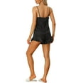 thumbnail image 3 of INSPIRE CHIC Women's Satin Lingerie Cami Tops and Shorts Sleepwear Pajamas Sets M Black Pink, 3 of 6