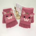 thumbnail image 1 of Guantes de escritura tejidos con dibujos animados para niños y niñas, cálidos, anticongelantes, de invierno, con funda abatible de medio dedo, para niños grandes y estudiantes, 1 of 6