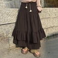 thumbnail image 1 of Falda Larga Falda larga para mujer Estilo bohemio Falda plisada Falda maxi fruncida suelta Traje diario Cgtredaw Marrón M para Mujer, 1 of 1