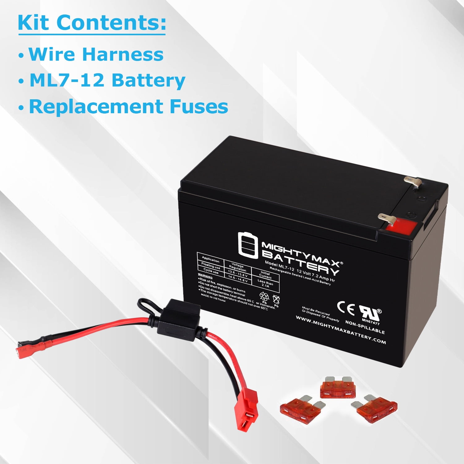 12V 7Ah SLA F1 Replacement Battery Compatible With 12V Licensed Lamborghini Ride On Car