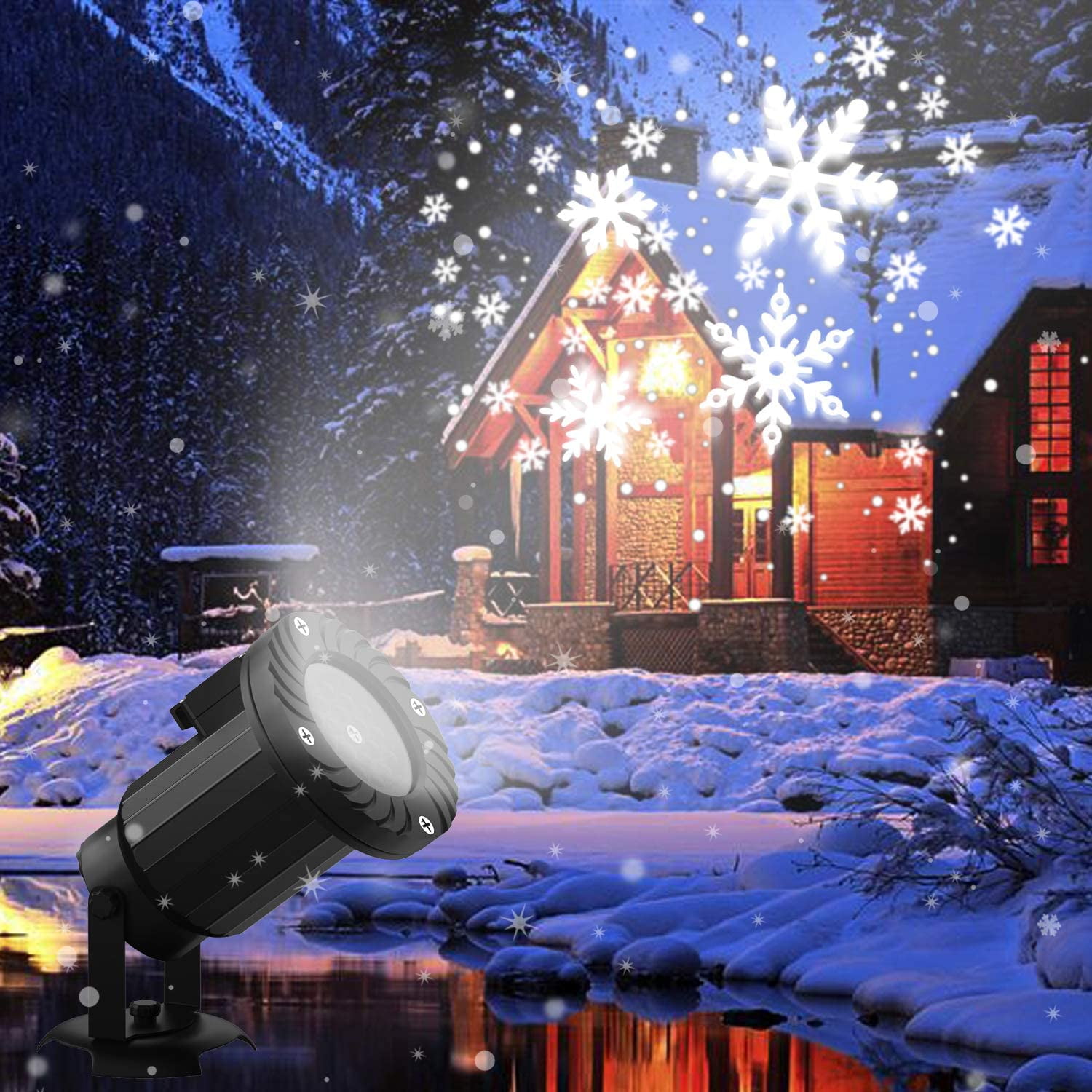 Vanthylit Multi Function Rotating Falling Snow Projector for Xmas Moving Points Landscape Lights for Home Yard Garden and for Wedding Show Club Pub