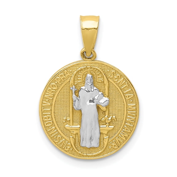 10K W/Rhodium San Benito Medal Pendant 10C1451