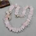 thumbnail image 6 of K-KED Pink Rose Quartz Rough Raw Necklace Rose Gold Plated CZ Pave Bowknot Connector, 6 of 8