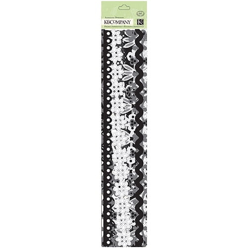 K & Company Adhesive Paper Borders, Sheer Simplicity Black and White