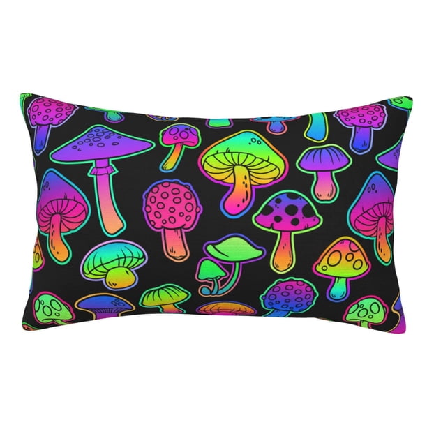 Fotbe Bright Mushrooms Funda de Almohada Decorativa Estilo Occidental, Lujo en Algodón, Fundas para Almohadas King, Cojín Estampado para Decoración del Hogar-14"x20"
