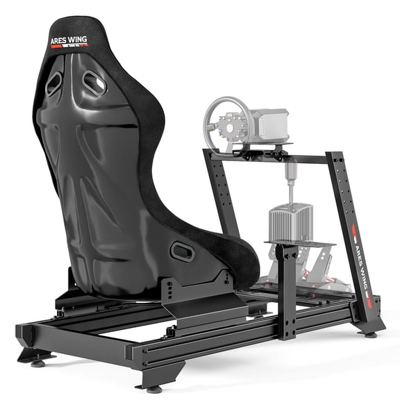 ARES WING Racing Simulator Cockpit with Seat, Fully Adjustable 8040 Aluminum Profile Sim Racing Cockpit Compatible with Logitech, Thrustmaster, Fanatec & Moza, Wheel Pedals & Shifter Not Included