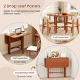 thumbnail image 6 of GOFLAME Square Drop Leaf Dining Table for 2-4 People, Folding Kitchen Table with Solid Rubber Wood Legs, Farmhouse Extendable Table for Dining Room, Living Room, Small Space, Walnut, 6 of 18