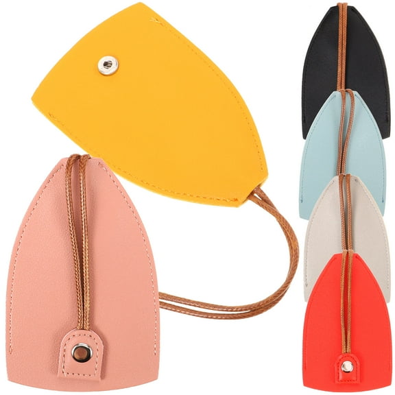 Luxshiny 6Pcs Key Holder Pouch Creative Design for Car Keys Wear-Resistant Pu Material 4.5X3X0.2In