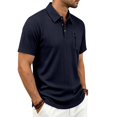 thumbnail image 5 of KLHDSF Men's Polo Shirts Short Sleeve Casual All Season Collar Shirts Soft Breathable Polo Tee Shirts Classic Golf Tops Navy L, 5 of 9