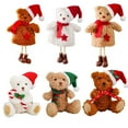 thumbnail image 2 of Christmas Plush Bear Ornament Desk Decor Cute Doll Hanging Pendant Holiday Scene, 2 of 6
