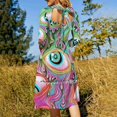 thumbnail image 3 of Eyeball Pattern-Color Alt Square Neck Dress New Plus Size Elegant Women Waist Tight Dress Alternate Colors Colorful Eyeball, 3 of 4
