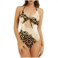 thumbnail image 2 of Bikinis for Women One Piece Leopard Print Strappy Back Swimsuits Plus Size Bathing Suits Tankinis Swimwear, 2 of 6