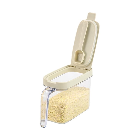 1 Pc Clear Seasoning Box, Spice Organizer with Lids and Spoons, Condiment Container Set for Salt, Sugar, Pepper, Countertop Spice Storage