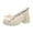 Beige, variant on asddcavvf Ladies British Fashion Solid Leather Bowknot Pearl Buckle Thick High Heel Casual Shoes