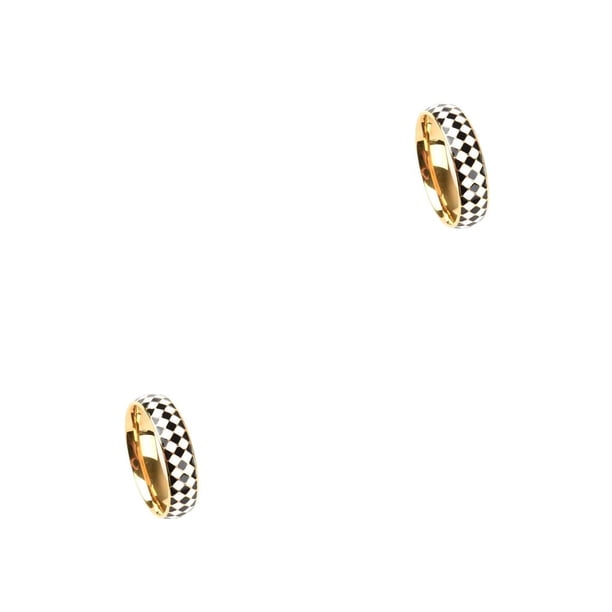 Anillo con diseño de tablero de ajedrez Minnieouse joyería femenina elegante Dorado talla 8 2piezas