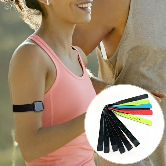 Opolski 4 Pcs Replacement Heart Rate Monitor Band Soft Elastic Lycra Heart Rate Strap Adjustable Bluetooth-compatible Running Heart Rate Watch Arm Strap