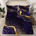 thumbnail image 2 of Homewish Modern Fluid Art Queen Sheet Sets,Marble Print Flat Sheet,Black Purple Gold Queen Fitted Sheet For Teens,Microfiber Bedroom Decor,4pcs, 2 of 7