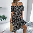 thumbnail image 4 of Sakmal Sundresses for Women Square Neckline Short Sleeve Long Floral Black Dresses ,Sizes S-XL, 4 of 5