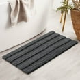 thumbnail image 3 of Subrtex Bathroom Rugs Non-Slip Chenille Soft Striped Plush Bath Mat (Gray, 18"x48"), 3 of 8
