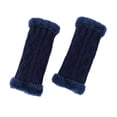 thumbnail image 4 of Women Arm Warmers, Winter Knitted Wrist Warmers Fluffy Lined Fingerless Mitten Gloves for Women Cold Weather Dark Blue, 4 of 4