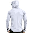 thumbnail image 4 of Dresfit Mens Fishing Shirts Muscle Hooded Sun Shirt Summer 2026 Long Sleeve Hiking Hoodies Sun Protection Upf 50+ Workout Pullover with Face Mask White 3XL, 4 of 9