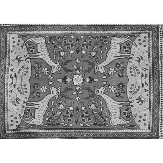 Ahgly Company Indoor Rectangle Animal Gray Traditional Area Rugs, 2' x 5'