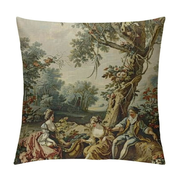 Orinice Aubusson Tapestry French 18Th Century Home Decorative Throw Pillow Cases Sofa Couch Cushion Throw Pillow Covers  White