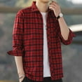 thumbnail image 4 of Dagugfen Mens Tops Button down Plaid Long Sleeve Loose Streetwear Lightweight Fashion Casual Tops Pocket, 4 of 6