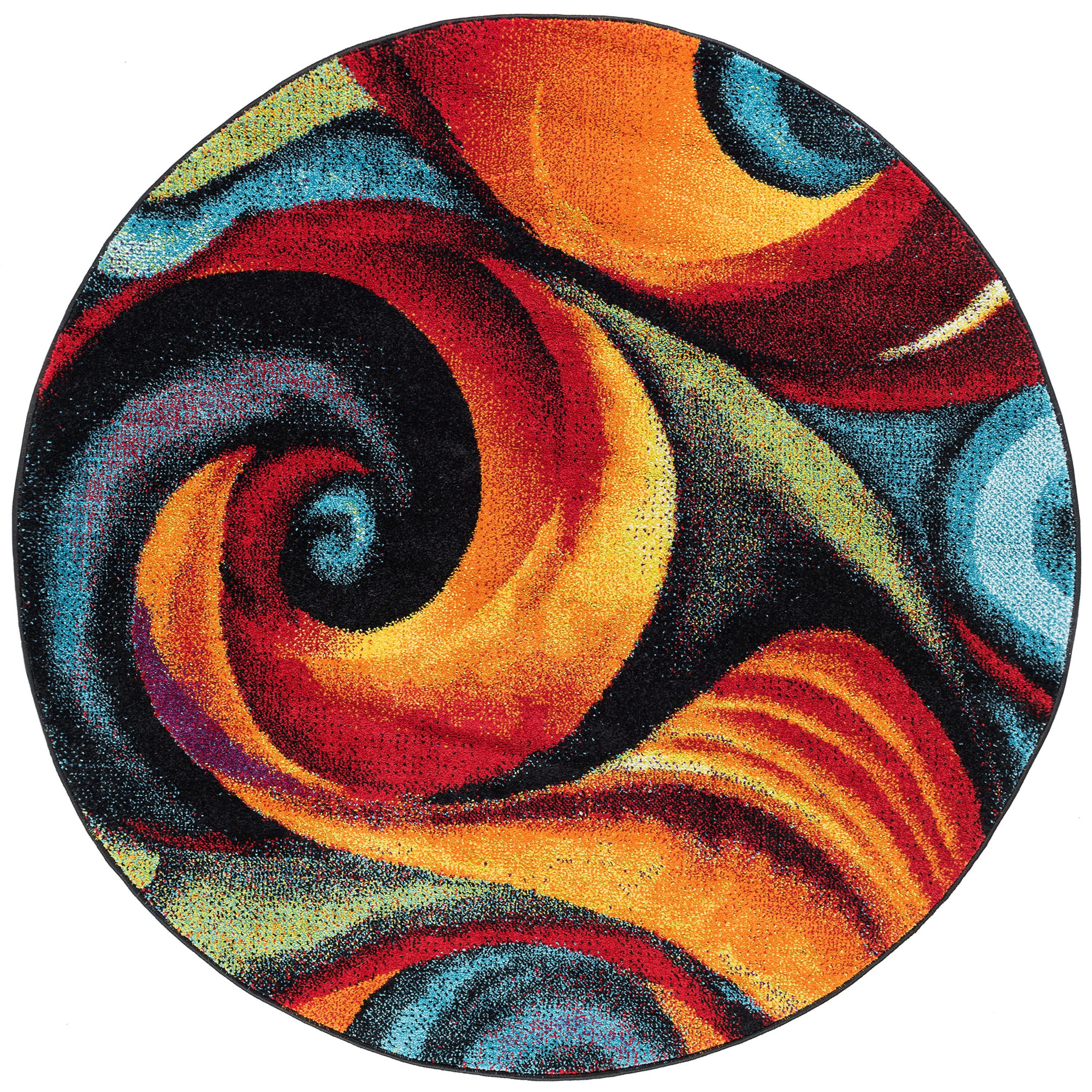 Symphony Contemporary 8' Round Multi-Color Polypropylene Indoor Area Rug