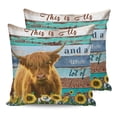 thumbnail image 7 of Outdoor Throw Pillow Cover Highland Buff Mottled Wood Plank Waterproof Cushion Covers 2 Pack Farm Sunflowers Cow Pillow Cases Home Decoration for Patio Garden Couch Sofa, 7 of 7